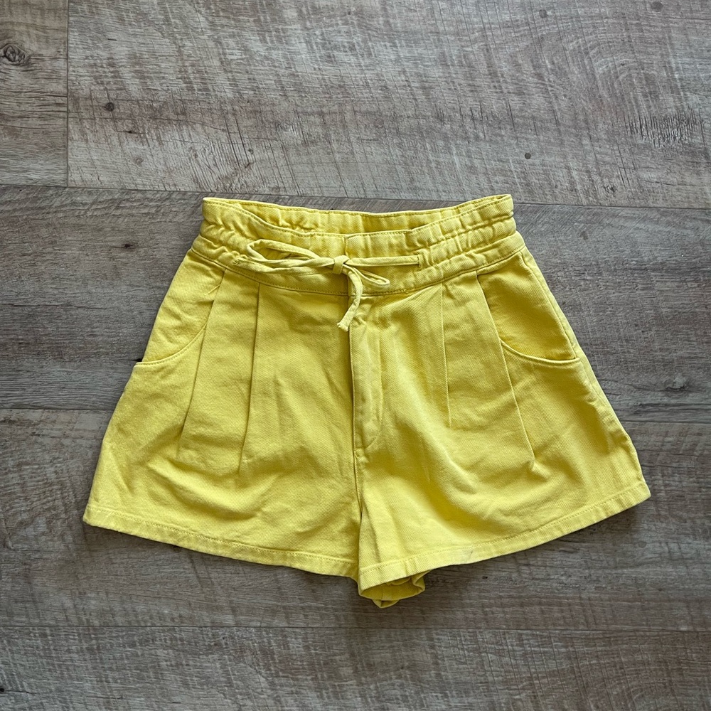 Zara Yellow High Waist Shorts Vibrant and Comfortable